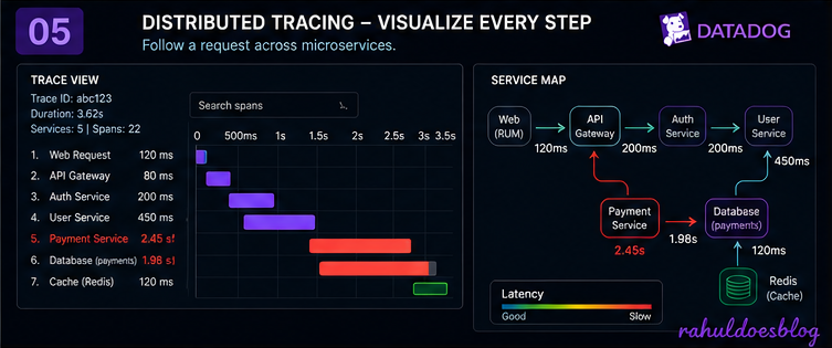 Correlation between user session and backend trace using Datadog APM and RUM
