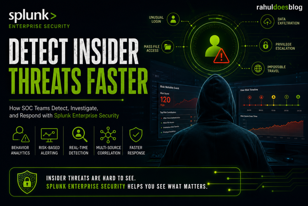 Splunk Enterprise Security, insider threat detection, SIEM use case, user behavior analytics, Splunk UBA, cybersecurity monitoring, UEBA Splunk, data exfiltration detection